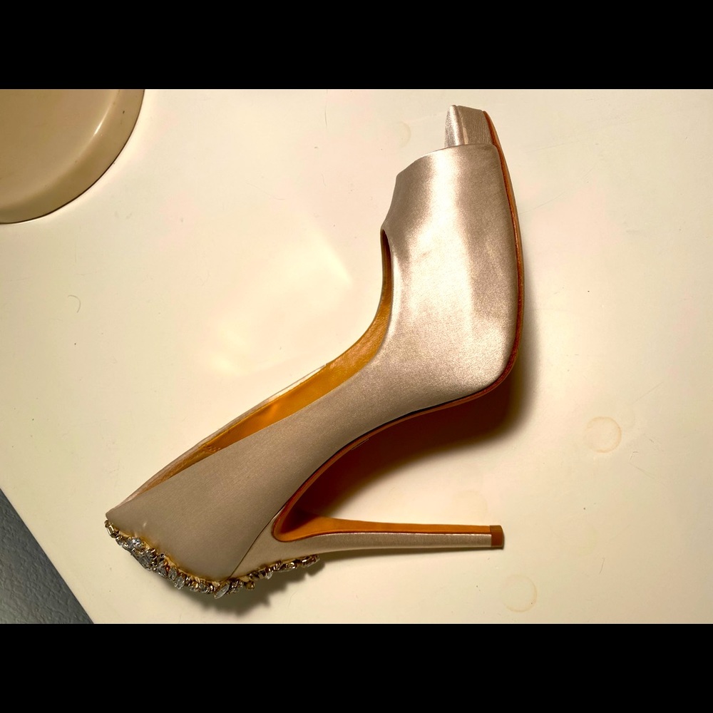 Badgley Mischka Kiara Embellished Peep-Toe Pumps - Picture 11 of 16